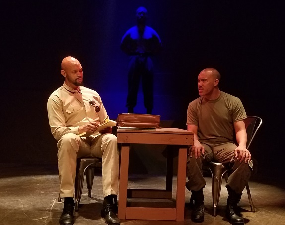 a soldiers play loft ensemble theater Rah Johnson as Cpt. Davenport, Tony Williams as Sgt. Waters and Chris Oliver as Pvt. Wilkie